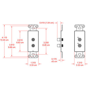 RDL DS-PHN2C Dual Phono Jacks on D Plate  - Solder type - Stainless Steel - Custom Engraving Option