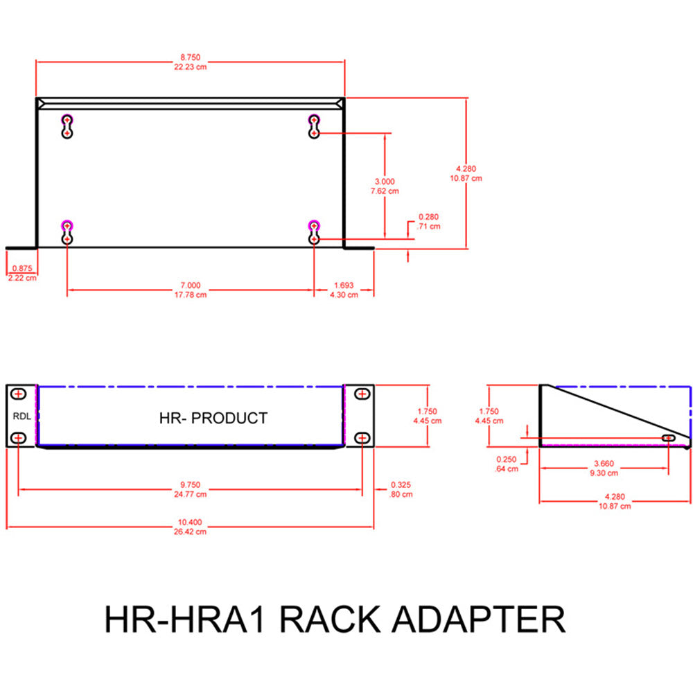 RDL HR-HRA1 10.4-Inch Rack Mount for HALF-RACK Series Units