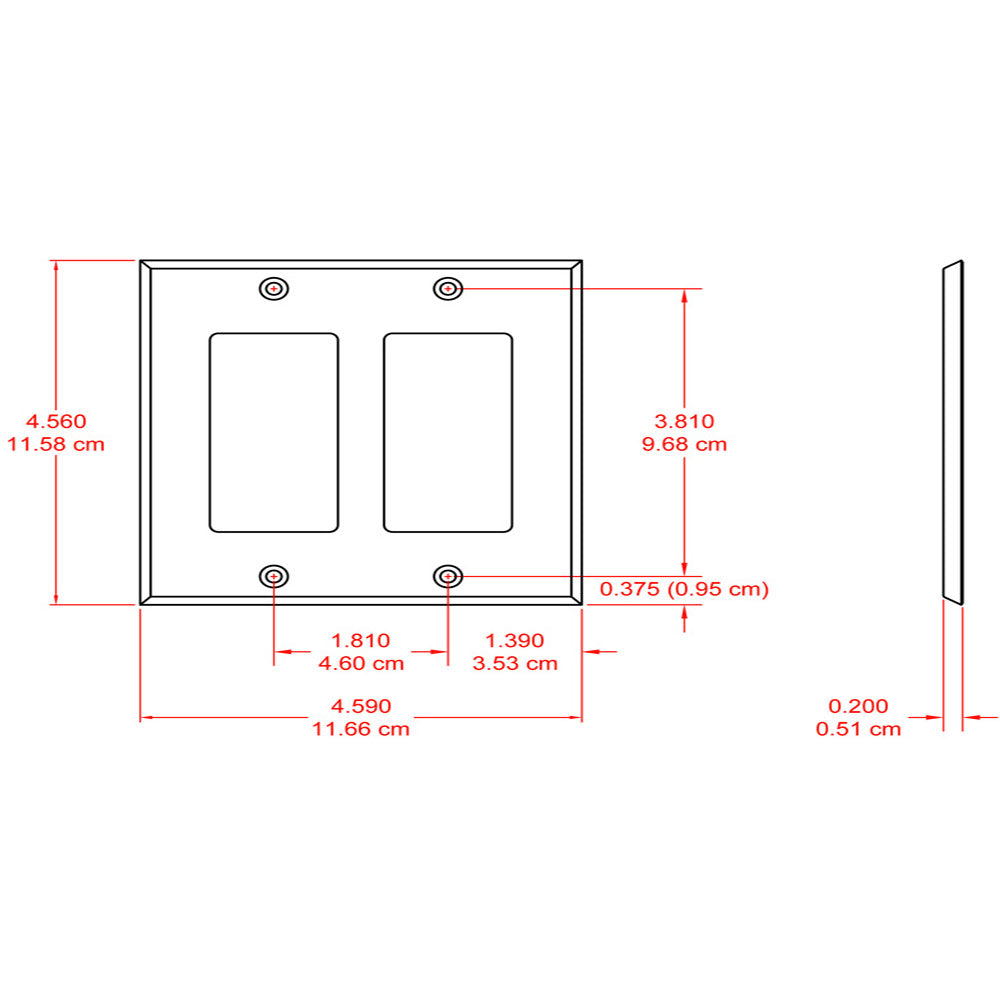 RDL CP-2S Double Cover Plate - stainless steel