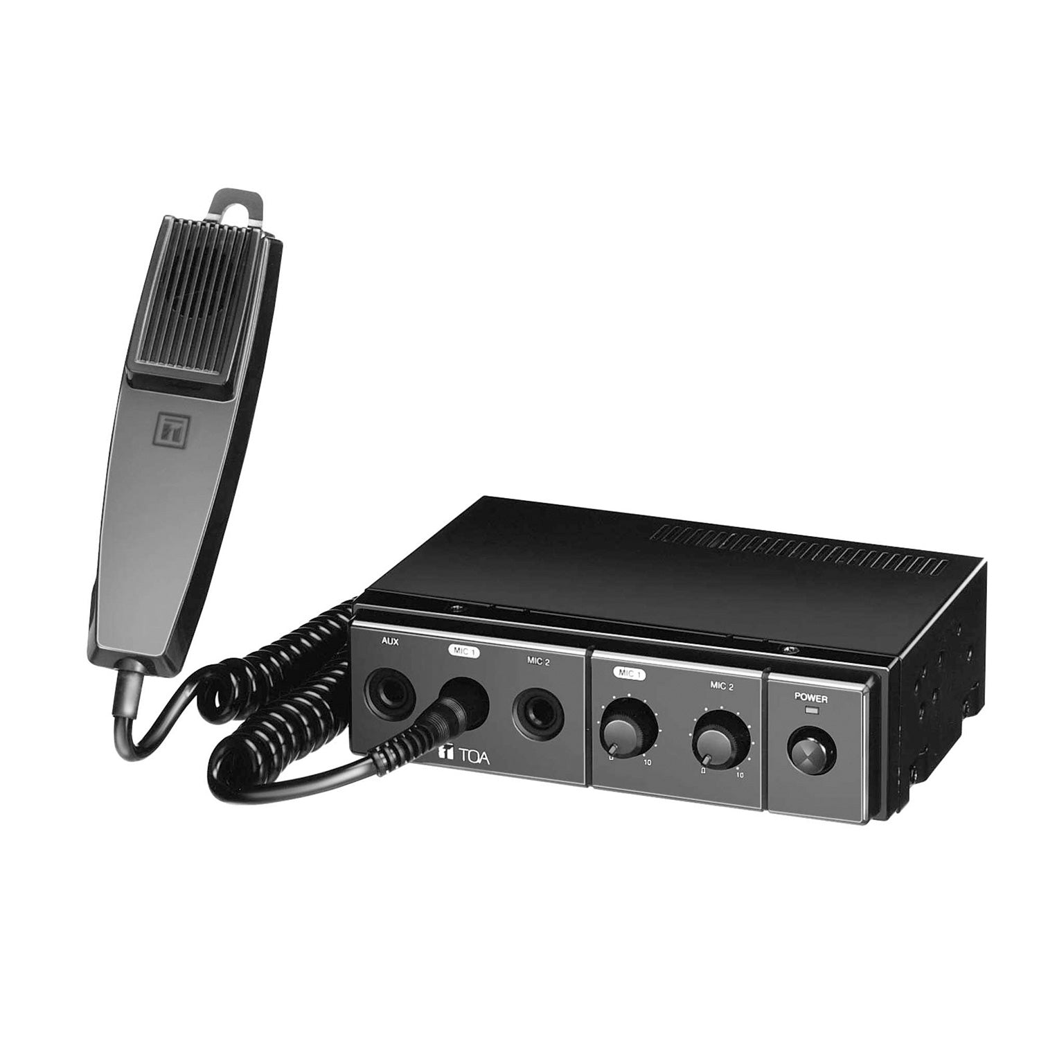 TOA CA-115 15W Mobile Mixer Amplifier with Handheld Microphone, Dual Mic Inputs & Aux In