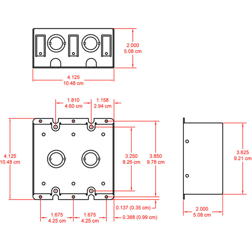 RDL WB-2U Universal Wall Box - Double - Mounts RDL Remotes