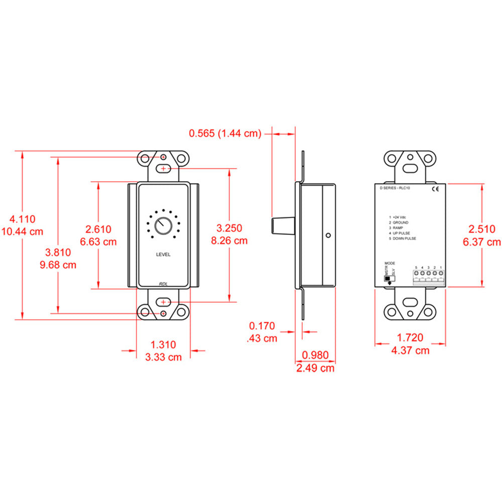 RDL DB-RLC10 Remote Level Control in Decora Wall Plate (Black)