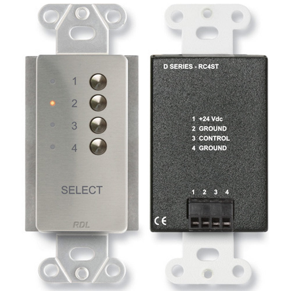 RDL DS-RC4ST 4-Channel Remote Source Selector for ST-SX4 (Stainless) - Custom Engraving Option