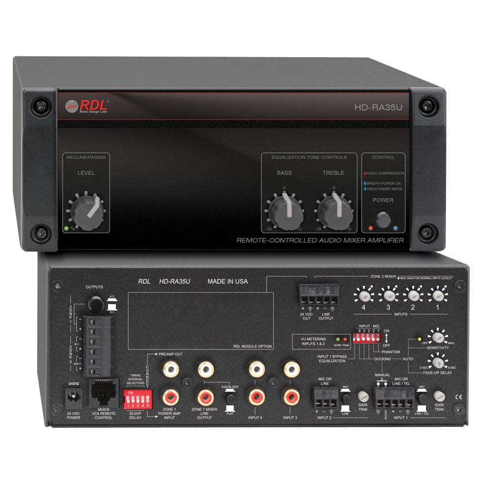 RDL HD-RA35U HD Series 35 Watt Remote Mixer Amplifier (4 or 8 Ohm)