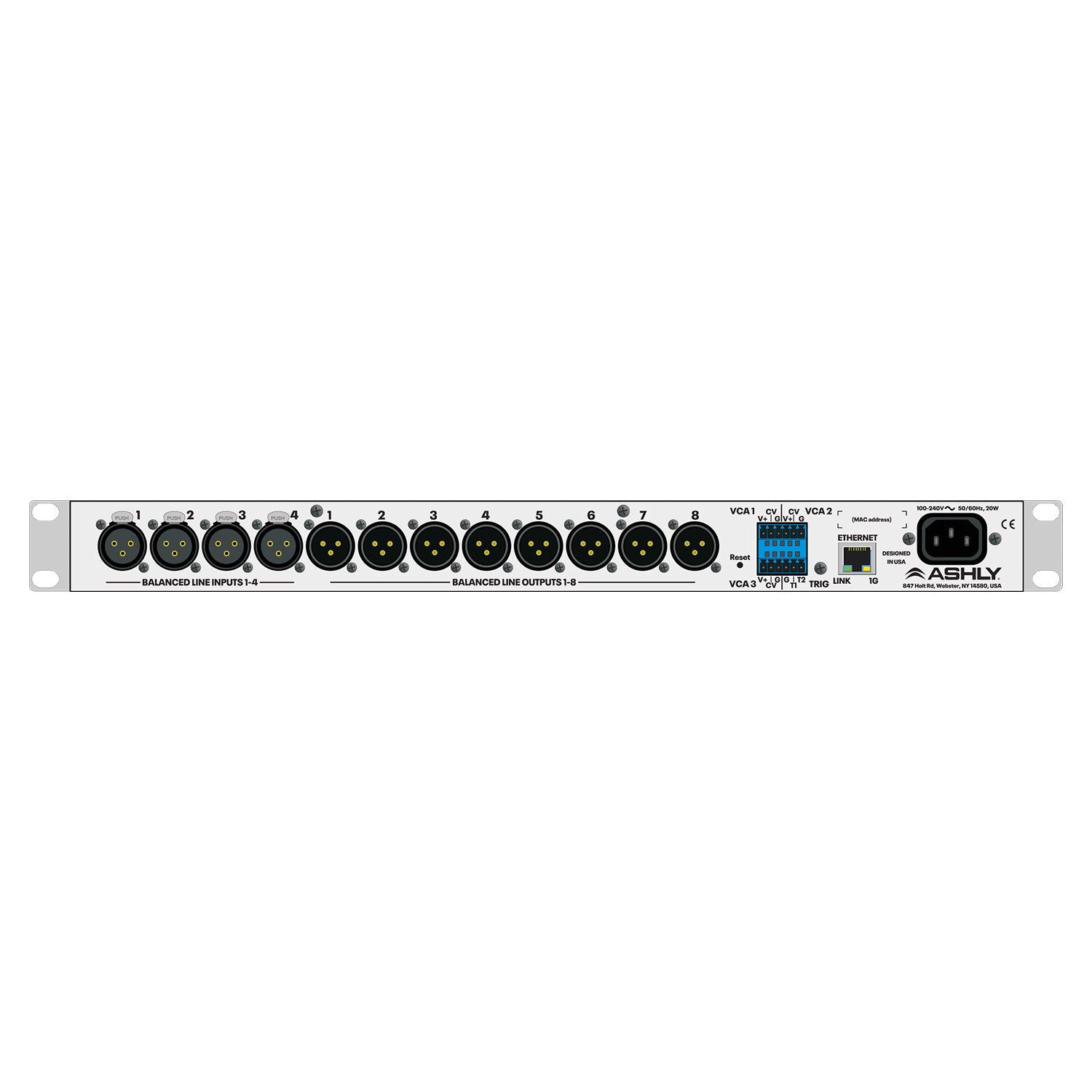 Ashly AQM408 - AquaControl DSP Speaker Processor and Zone Mixer