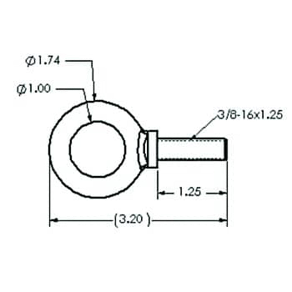 Adaptive Technologies EB-375-S - Drop Forged Speaker Rigging Eyebolt (3/8-16 Threaded / Silver)