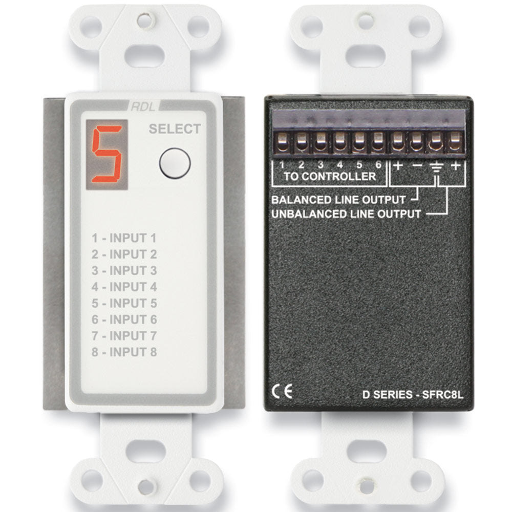 RDL D-SFRC8L Audio Source Selector for SourceFlex System (White)