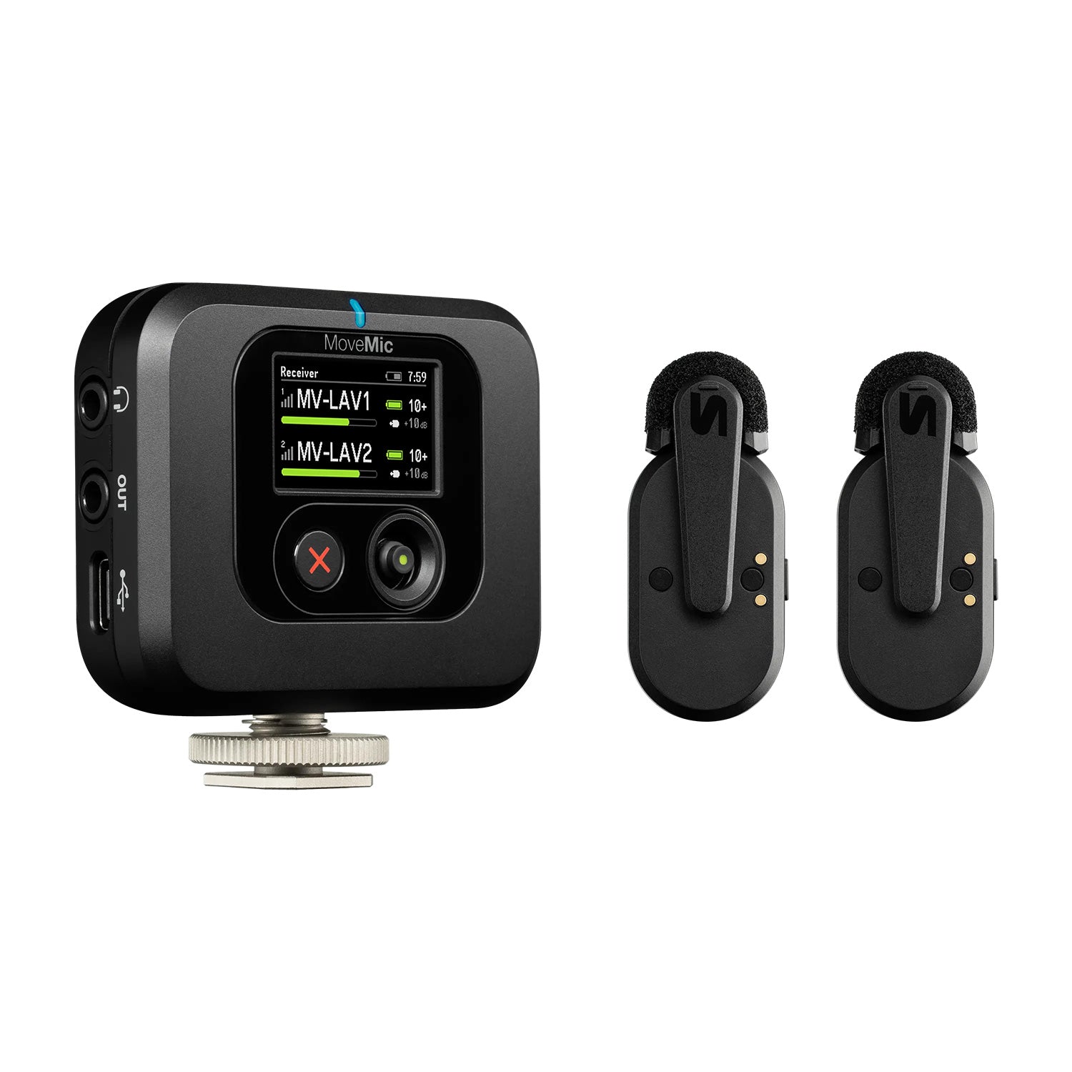 Shure MoveMic Two Receiver Kit - Dual Lavalier Wireless System with Shoe Mount Receiver