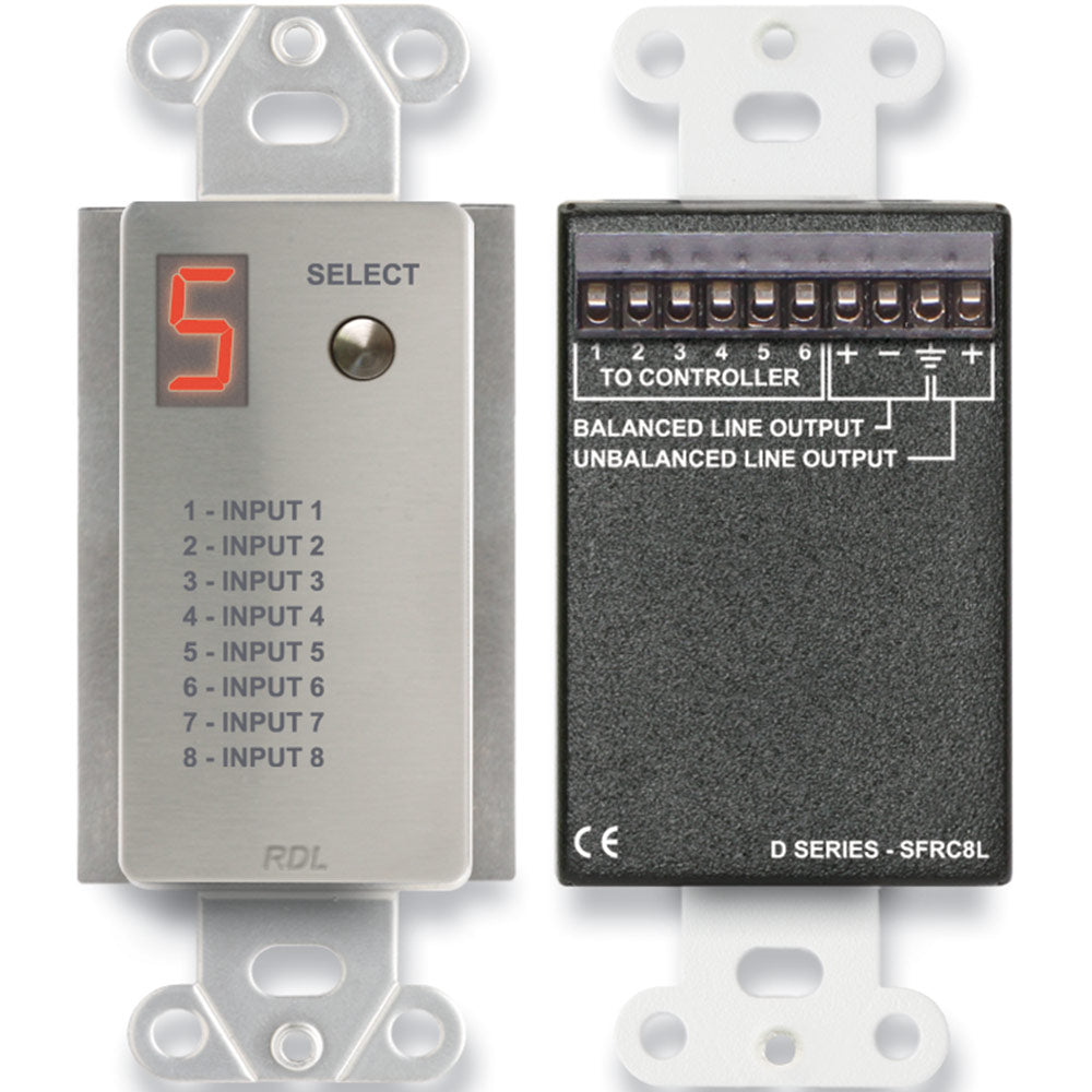 RDL DS-SFRC8L Audio Source Selector for SourceFlex System (Stainless) - Custom Engraving Option