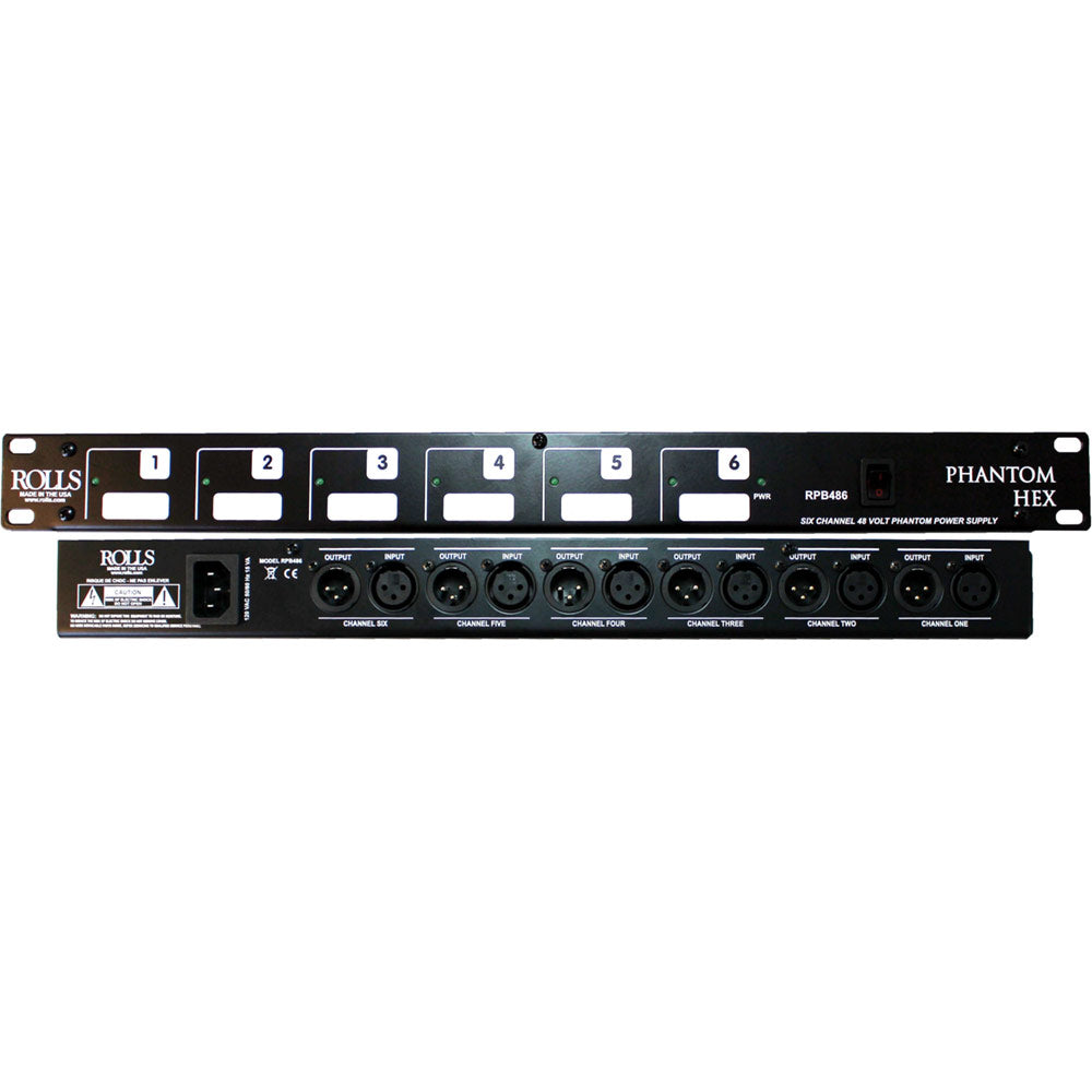 Rolls RPB486 Phantom Hex 6-Channel Phantom Power - with XLR Inputs and Output