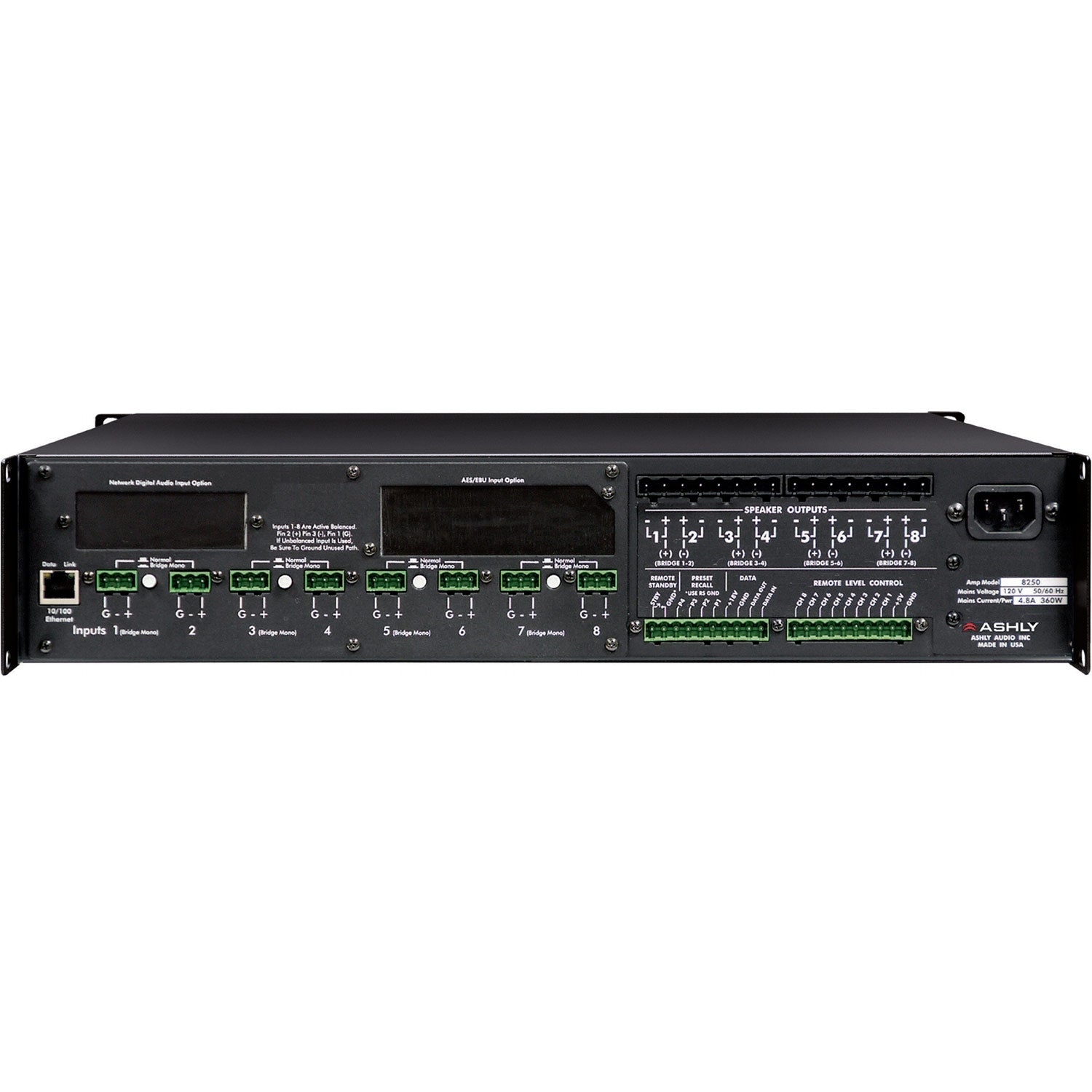 Ashly ne8250.70PE 8-Channel Protea 70-Volt Power Amplifier