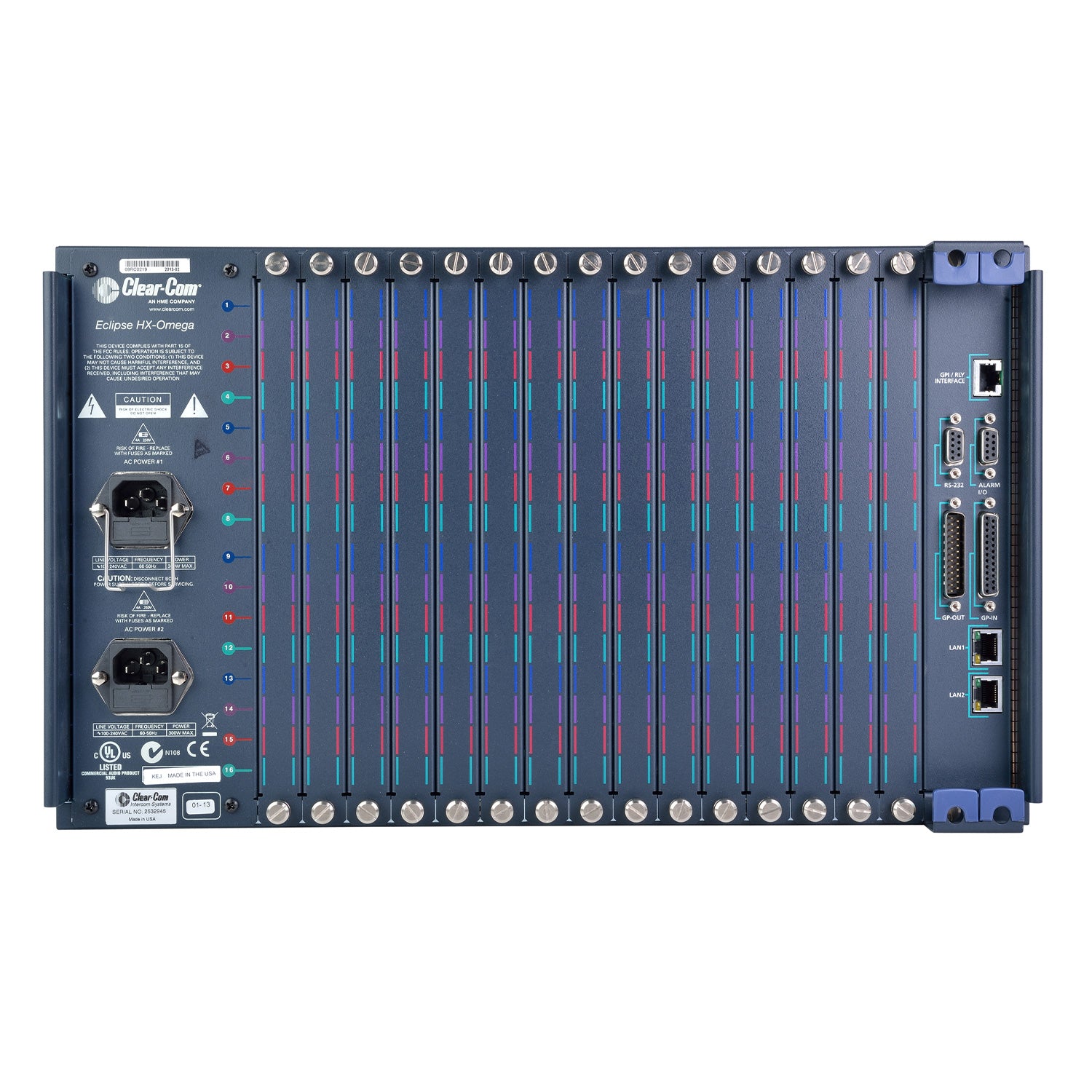 Clear-Com ECLIPSE-HX-OMEGA-0P - Eclipse HX Omega Modular Intercom Frame (0 Analog Ports / 2 CPU)