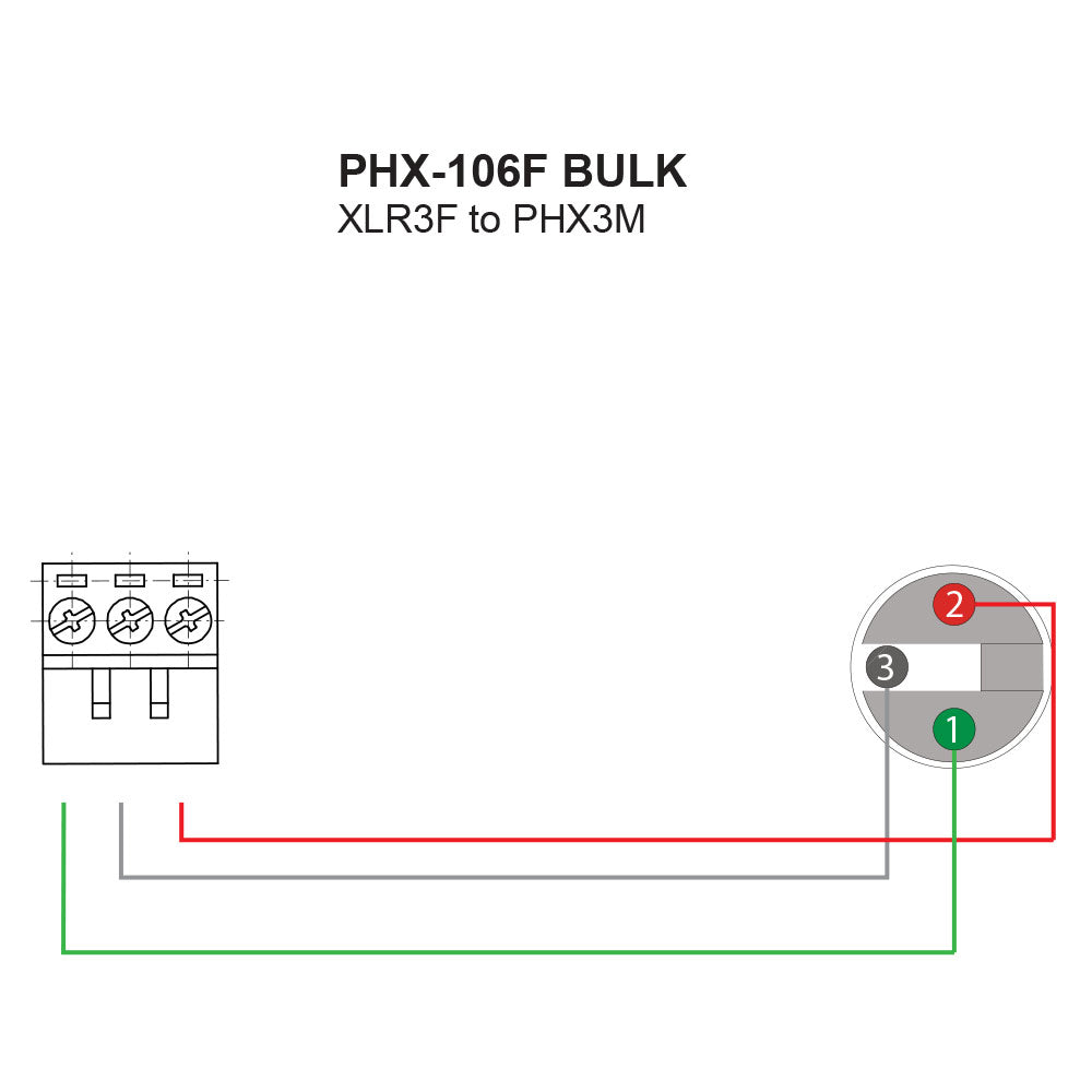 Hosa PHX-106F-BULK Low-voltage Adaptor, XLR3F to PHX3M, 6 inches