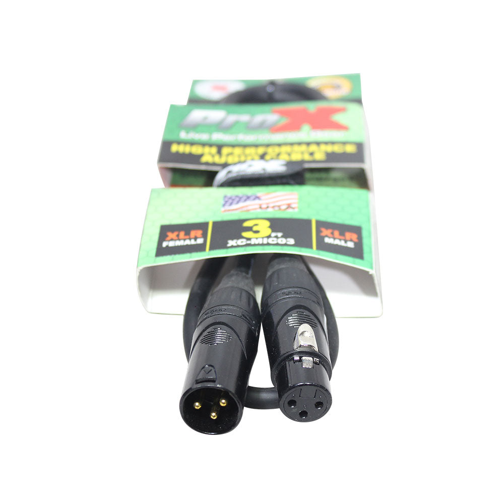 ProX XC-MIC03 3 Ft. Balanced XLR3-F to XLR3-M High Performance Microphone Cable