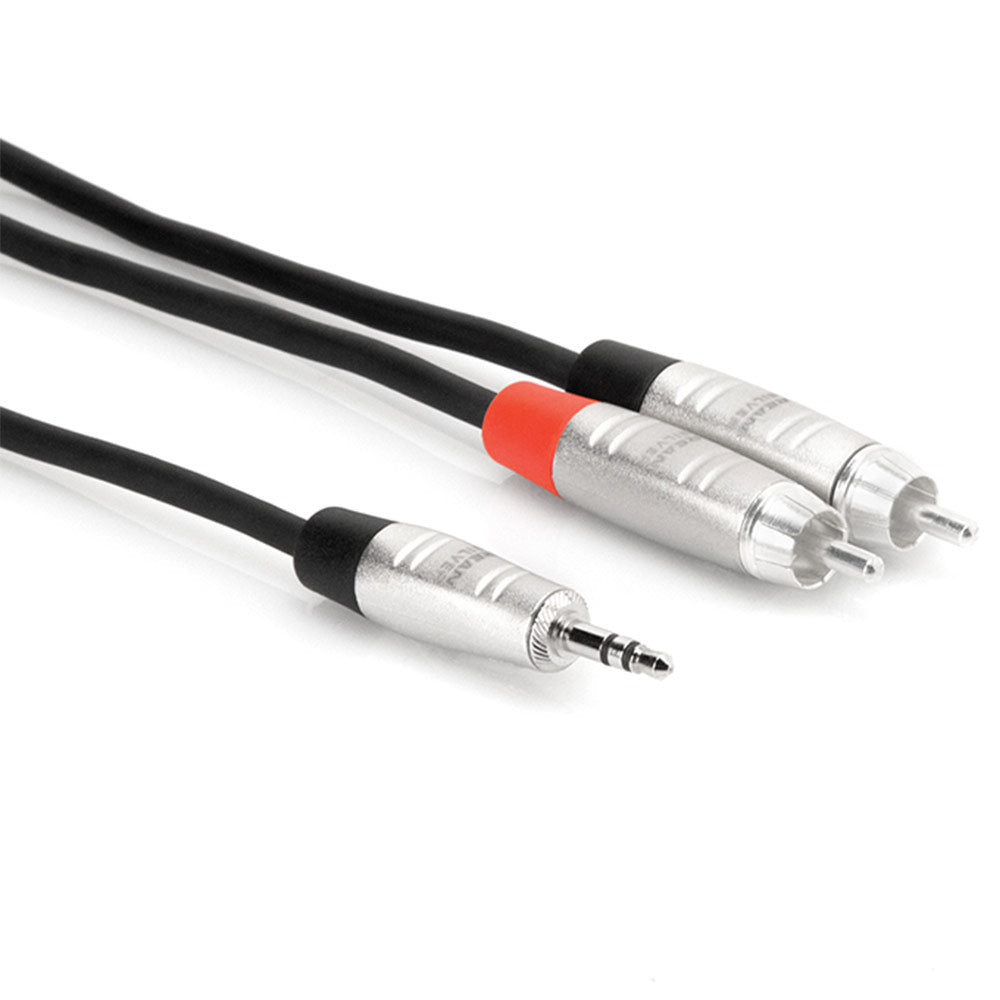 Hosa HMR-010Y REAN 3.5 mm TRS to Dual RCA Pro Stereo Breakout Cable, 10 feet