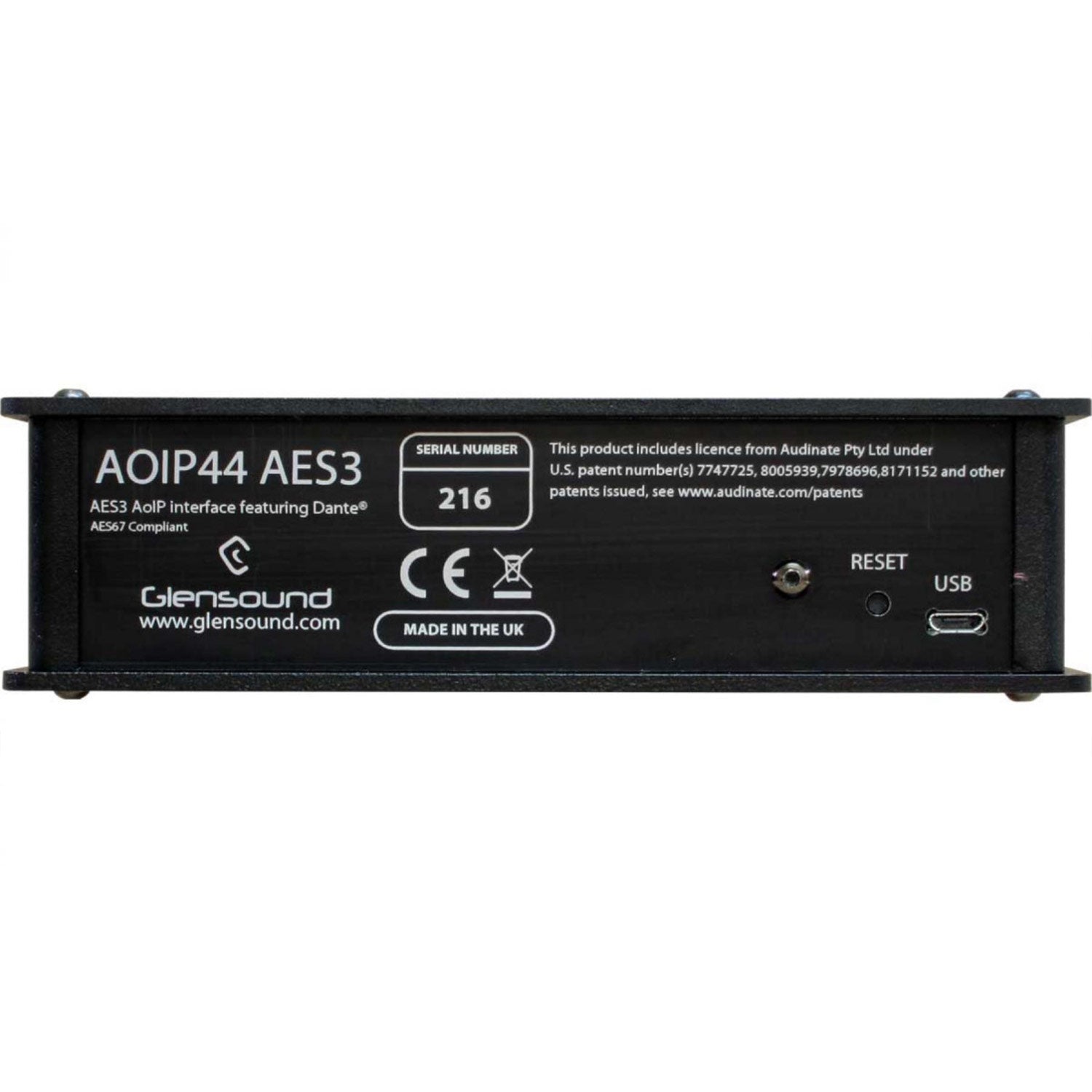 Glensound AoIP44 AES3 - AES3 interface for Dante/ AES67