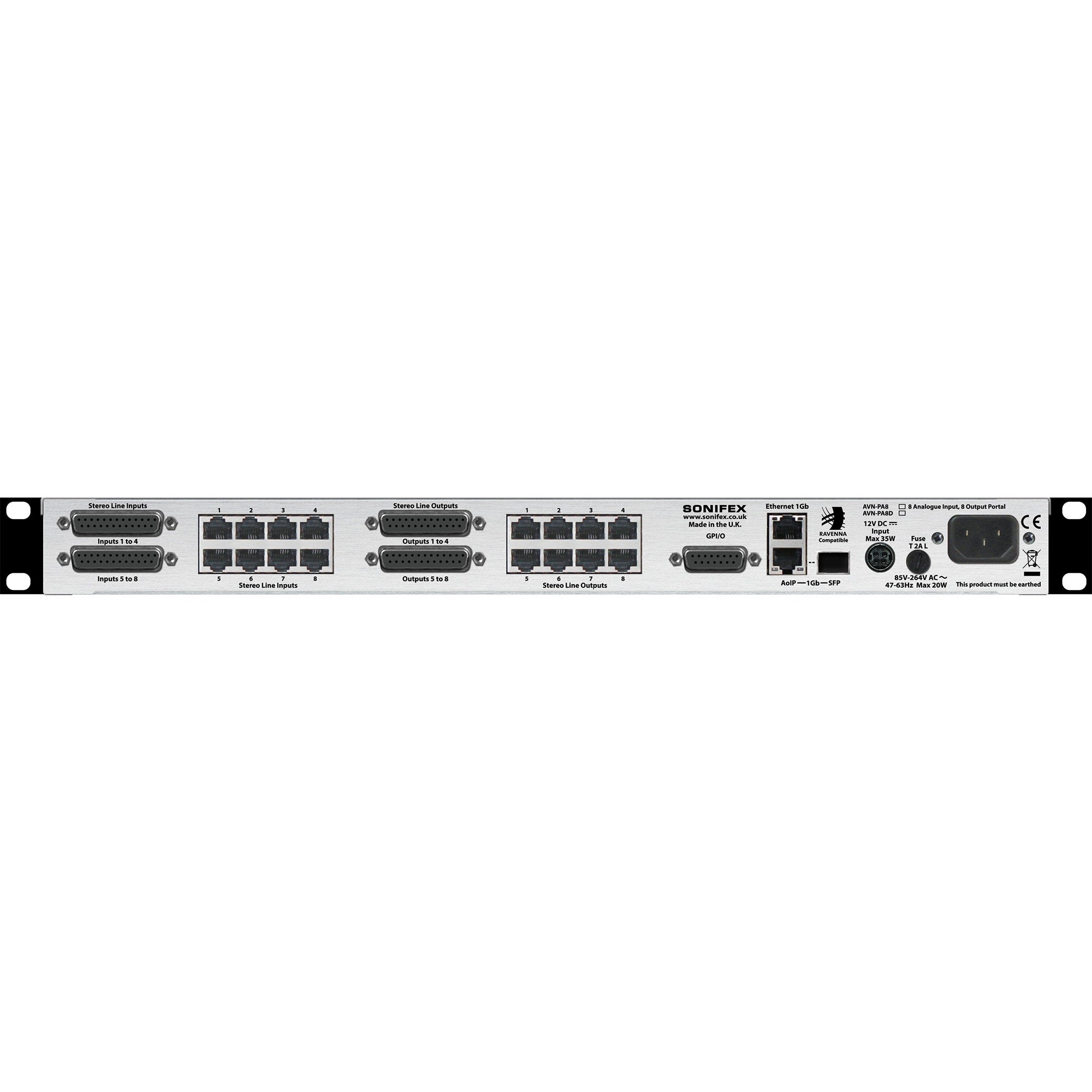 Sonifex AVN-PA8 - 8-Input 8-Output Analog to Ravenna / AES67 Interface