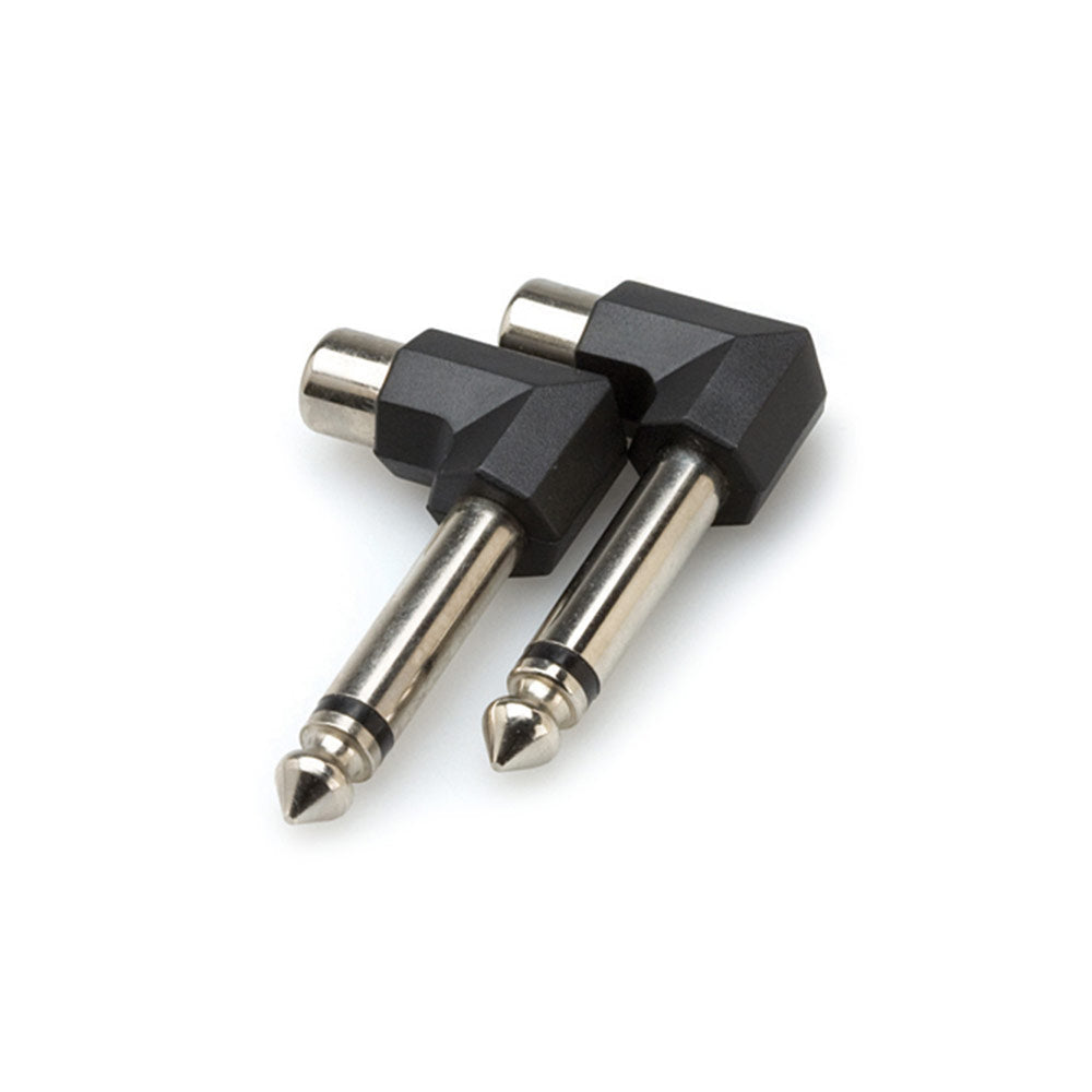 Hosa GPR-123 Right-angle Adaptors, RCA to 1/4 inch TS, 2 pieces