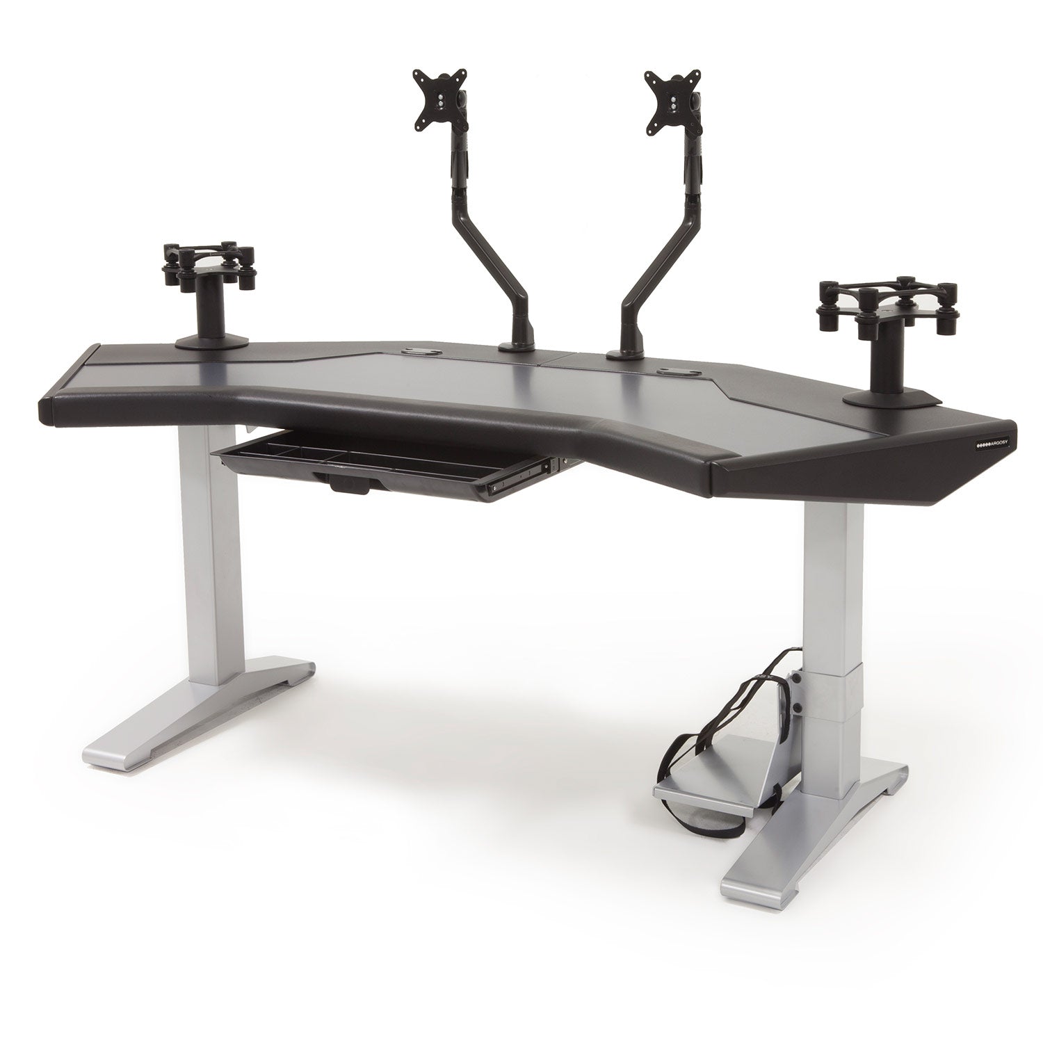 Argosy HALO-G-XC-B-S Halo G Ultimate (Halo G, Model 160 Speaker Mounts, Acc Drawer, 2) D8 Monitor Arms, Cpu Shelf)