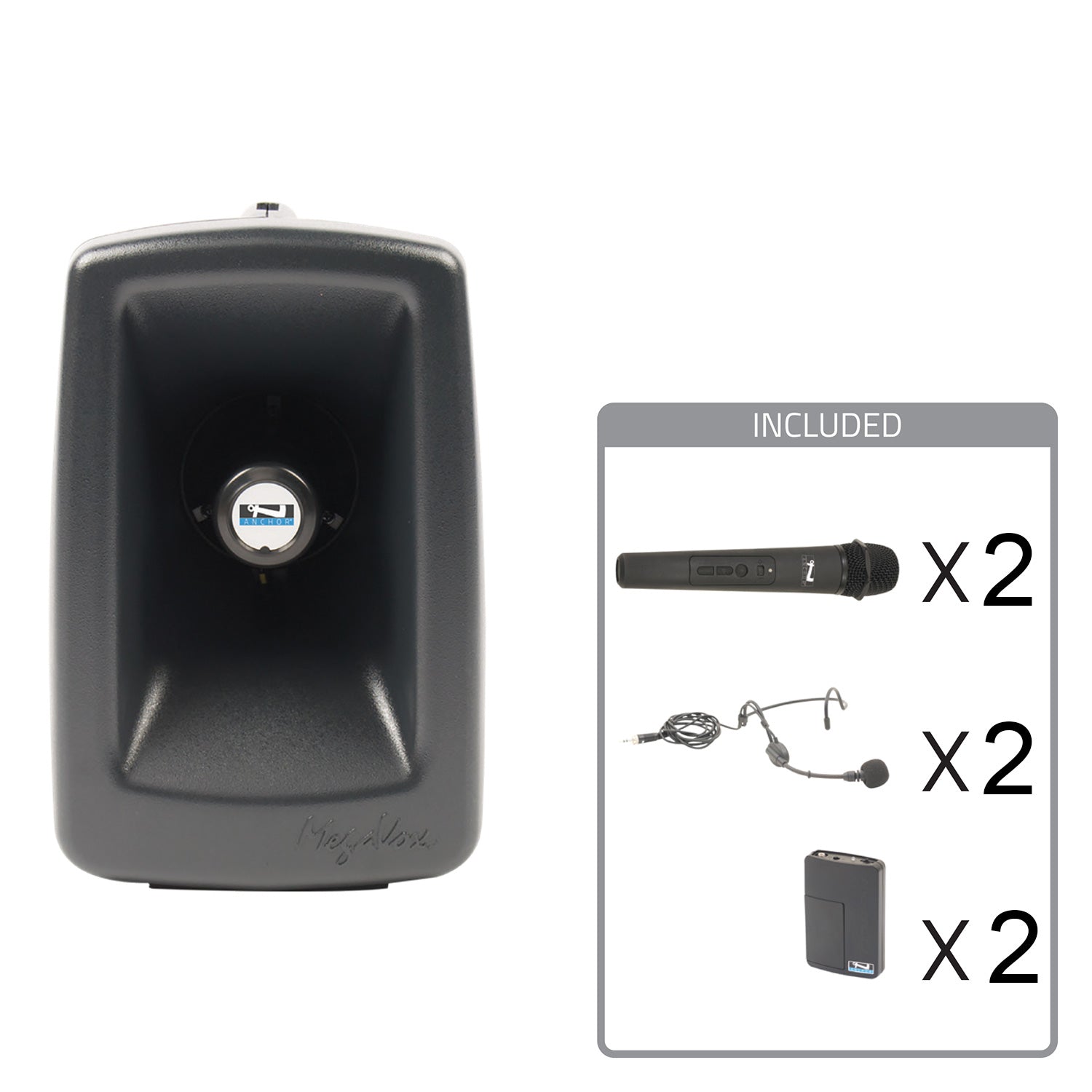 Anchor Audio Megavox 2 System 4 - Portable Speaker Package with 2x Wireless Handheld/2x Headsets