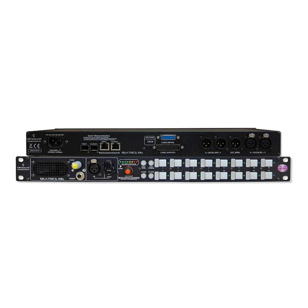 Glensound Beatrice R16 - 16-Channel Dante / AES67 Intercom Station (3-Pin XLR Female)