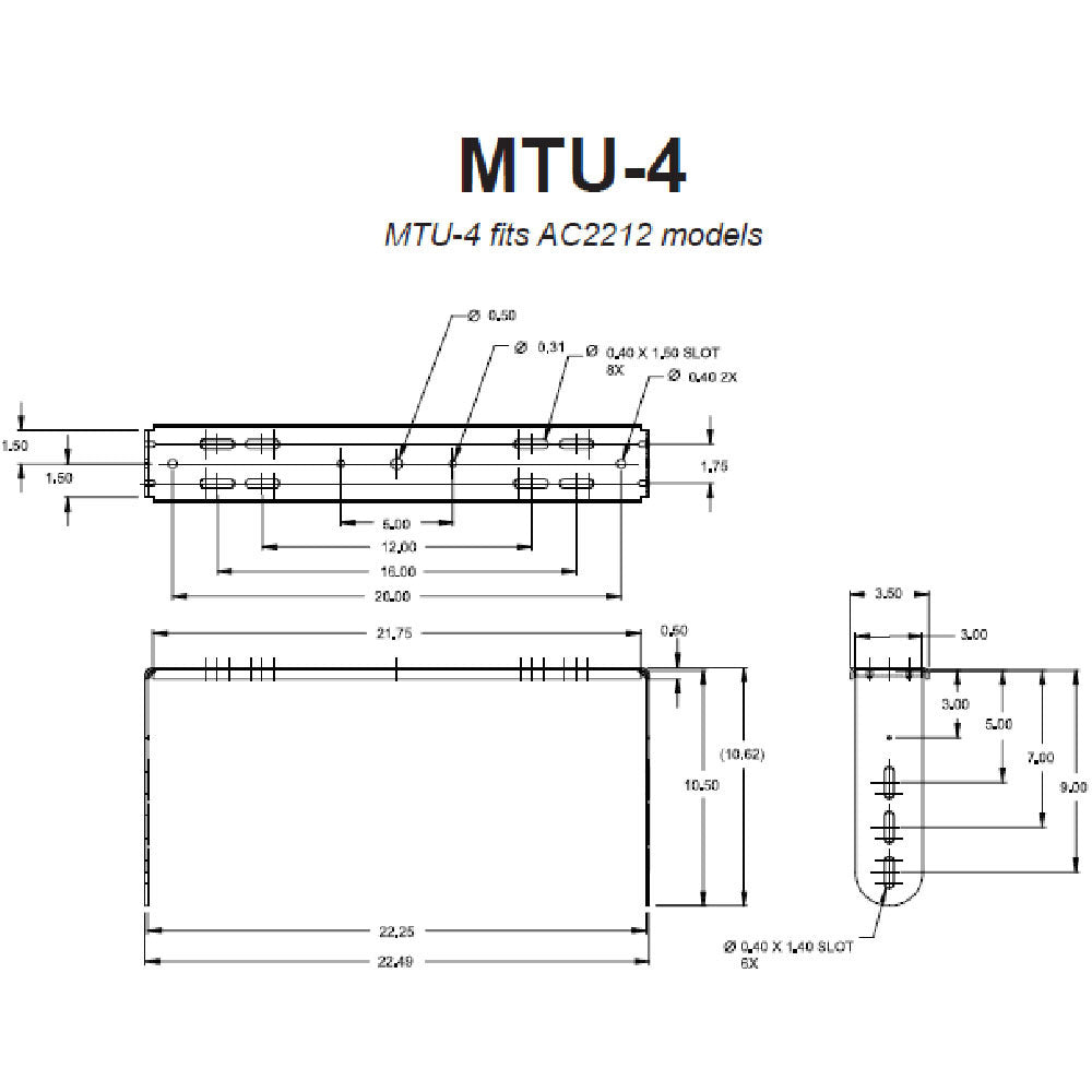 JBL MTU-4 22.5" U Bracket Mount for AE Series Speakers (Black)
