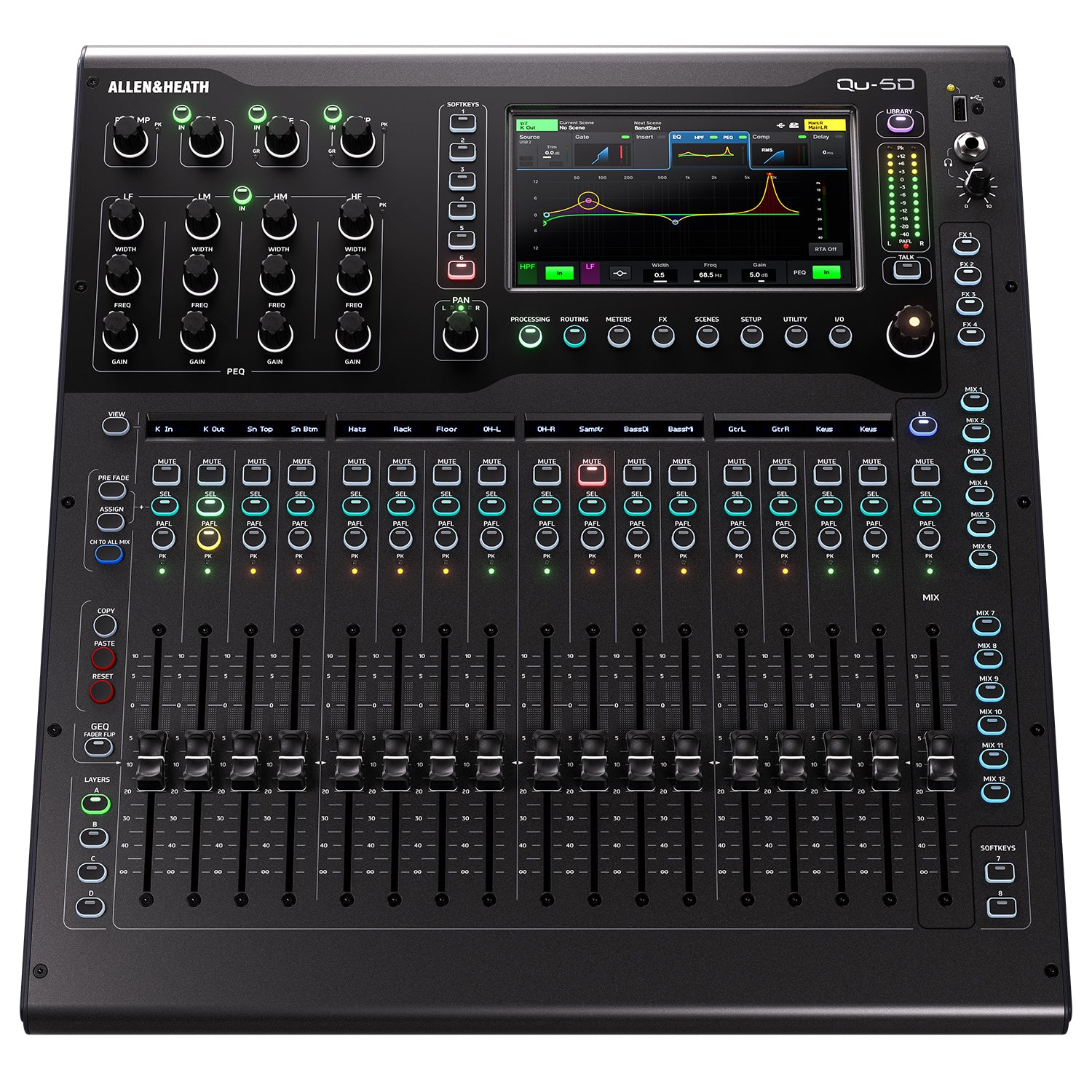 Allen and Heath Qu-5D - 16+1 Fader 38-Input Digital Mixer with Dante