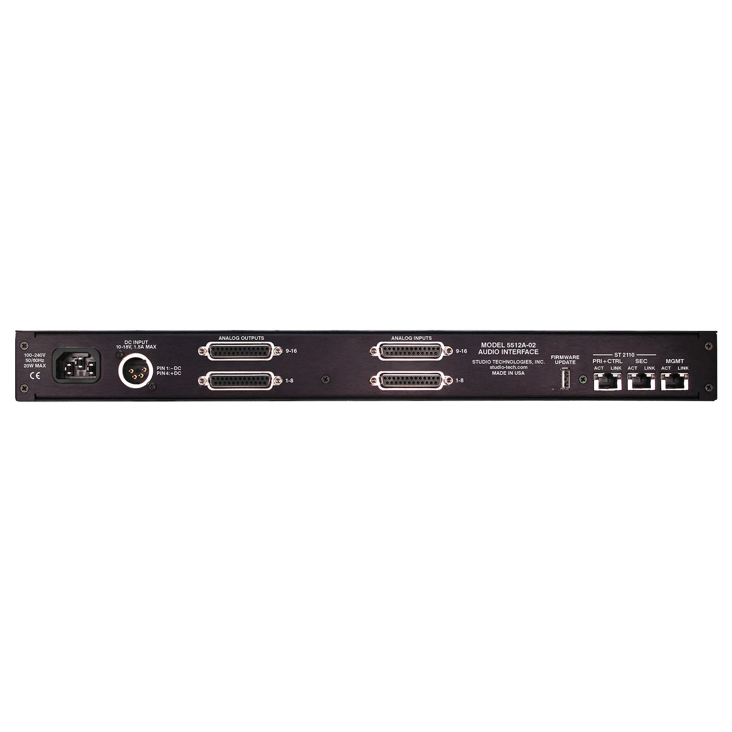 Studio Technologies Model 5512A-02 - 16-Input 16-Output Analog to ST2110 Interface