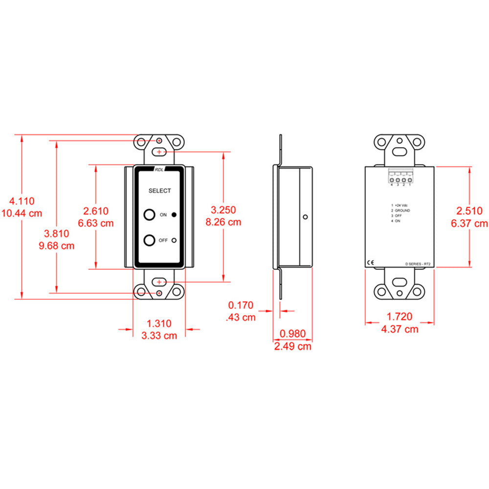 RDL D-RT2 Remote Control On/Off Selector in Decora Wall Plate (White) - Custom Engraving Option