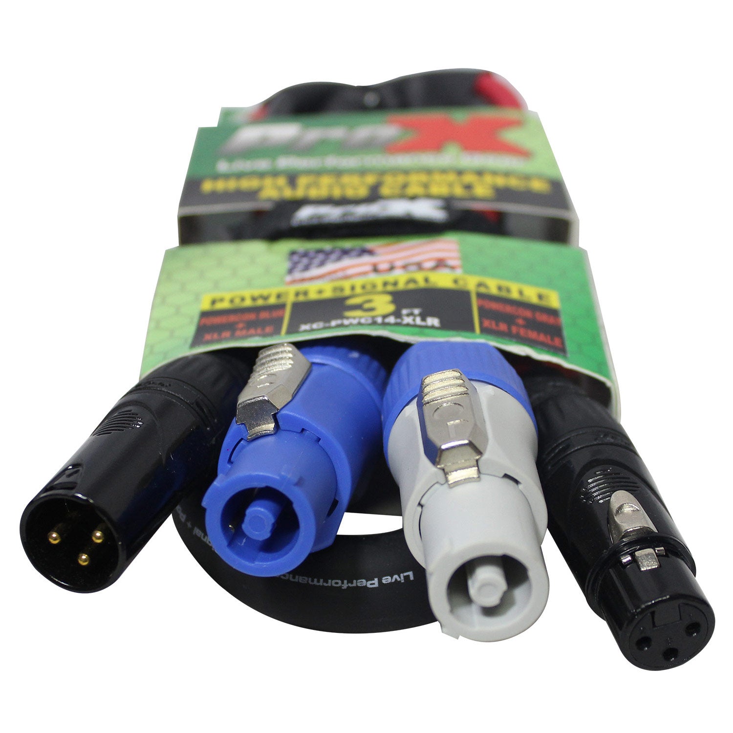 ProX XCPWC14XLR03 3FT. Jumper Powercon And XLR Link Cable