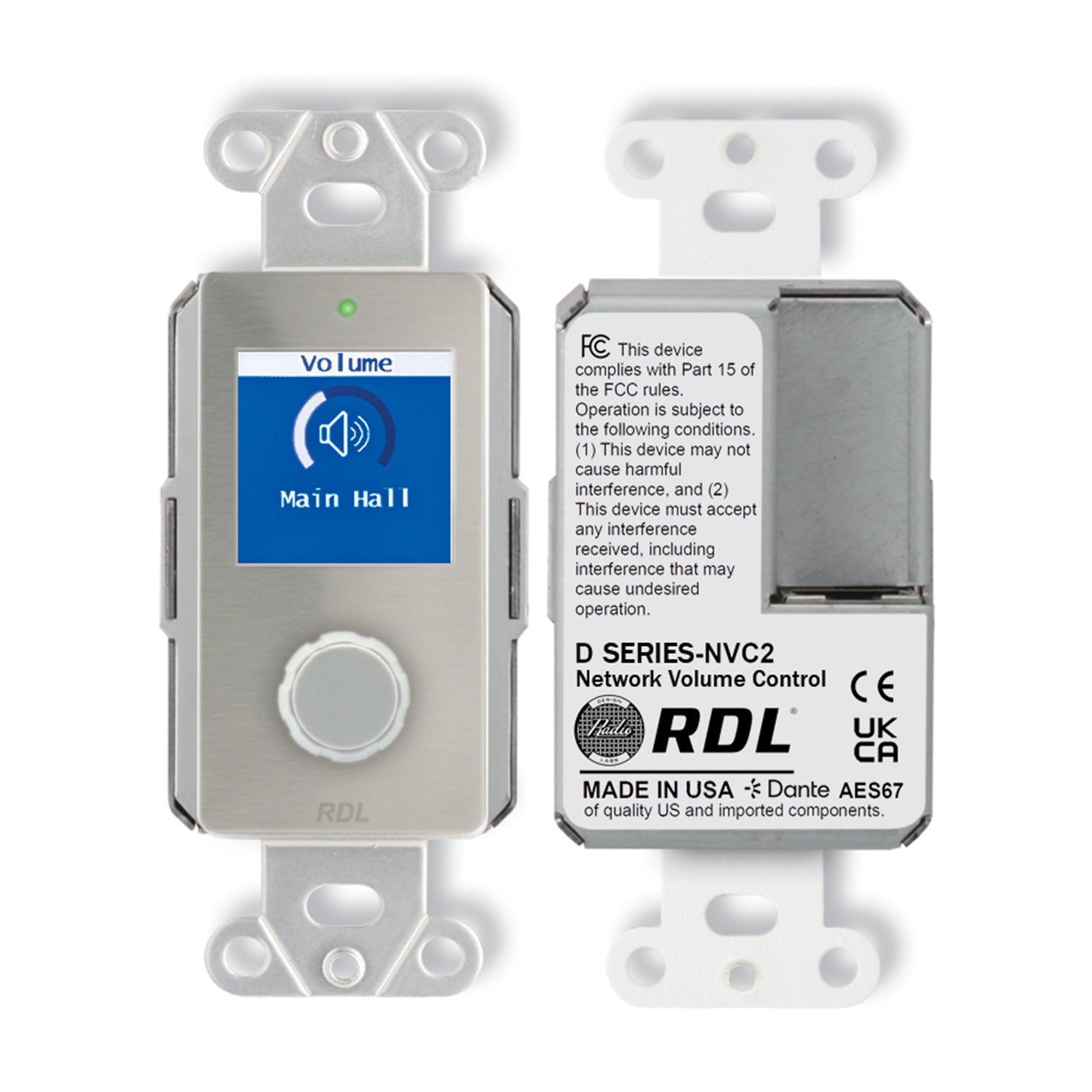 RDL DS-NVC2 - Dante / AES67 Network Volume Control (Stainless Steel)