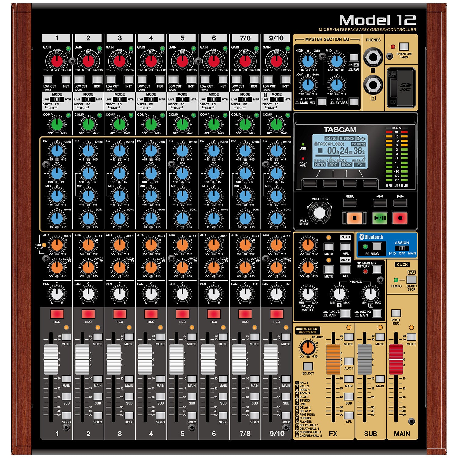 Tascam Model 12 Integrated Production Suite - Mixer/Interface/Recorder/Controller