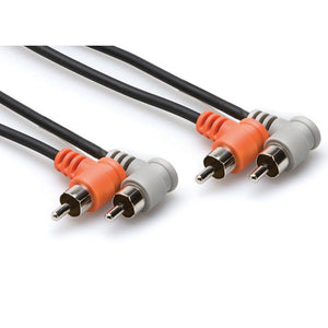 Hosa CRA-202RR Stereo Interconnect, Dual Right-angle RCA to Same, 6.6 feet