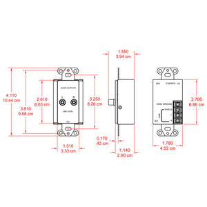 RDL DS-A2 Line Output Assembly - RCA jacks, Terminal block (Stainless) - Custom Engraving Option