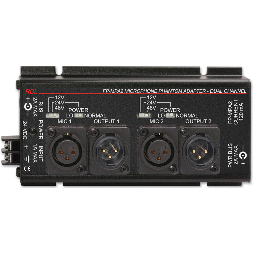 RDL FP-MPA2 Dual Mic Phantom Adapter 12, 24, 48 V - XLR