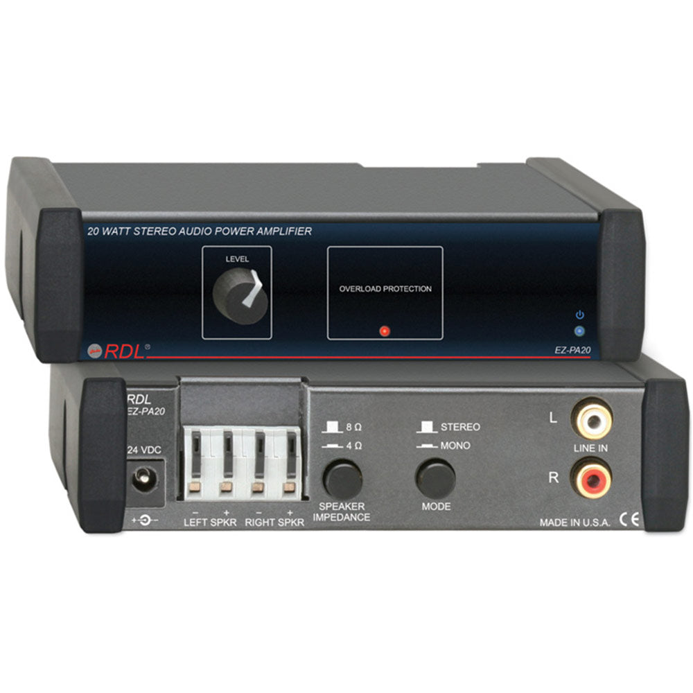 RDL EZ-PA20 20 Watt Stereo Audio Power Amplifier