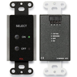 RDL DB-RT2 Remote Control On/Off Selector in Decora Wall Plate (Black) - Custom Engraving Option