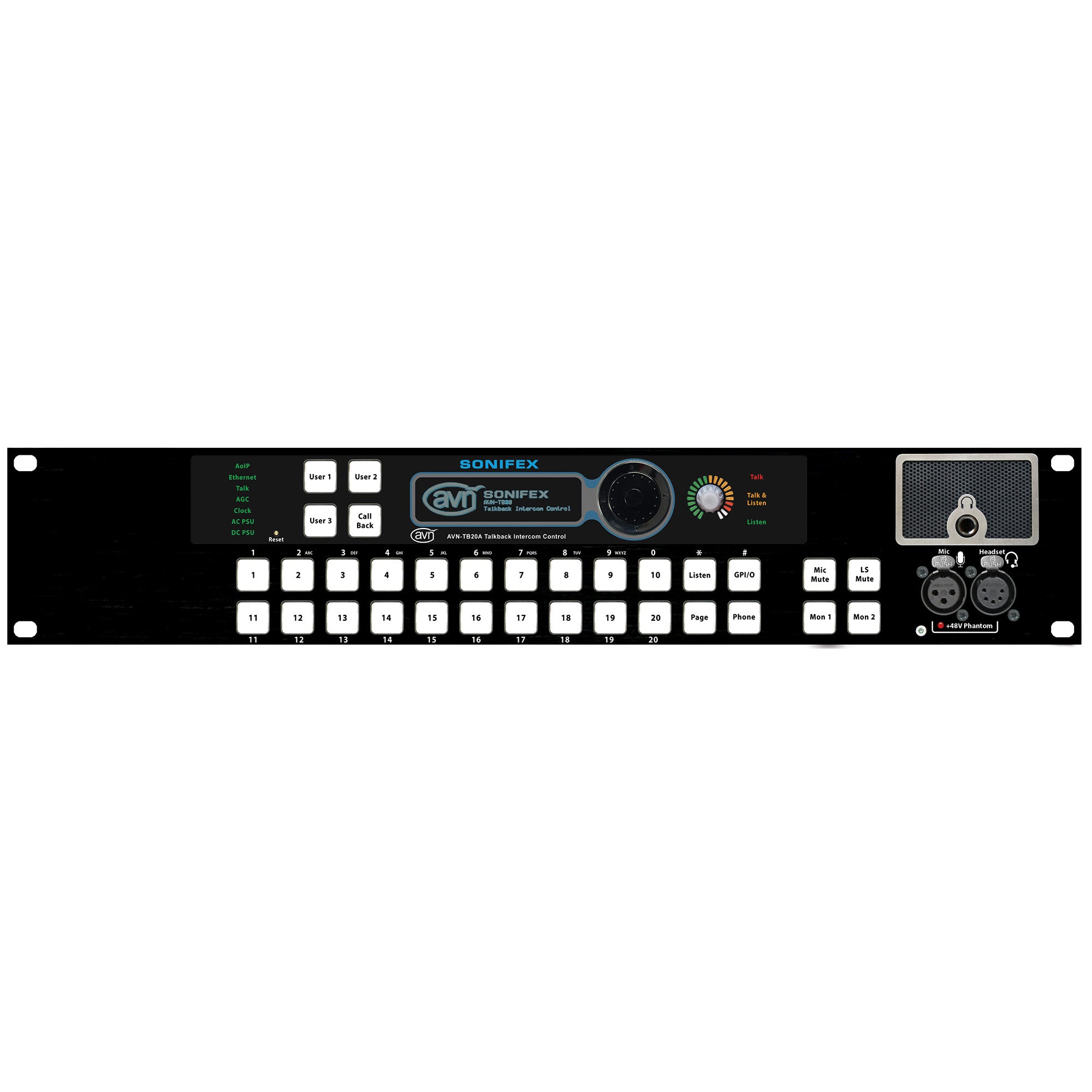 Sonifex AVN-TB20AR 20 Button Advanced Talkback Intercom, AoIP Portal