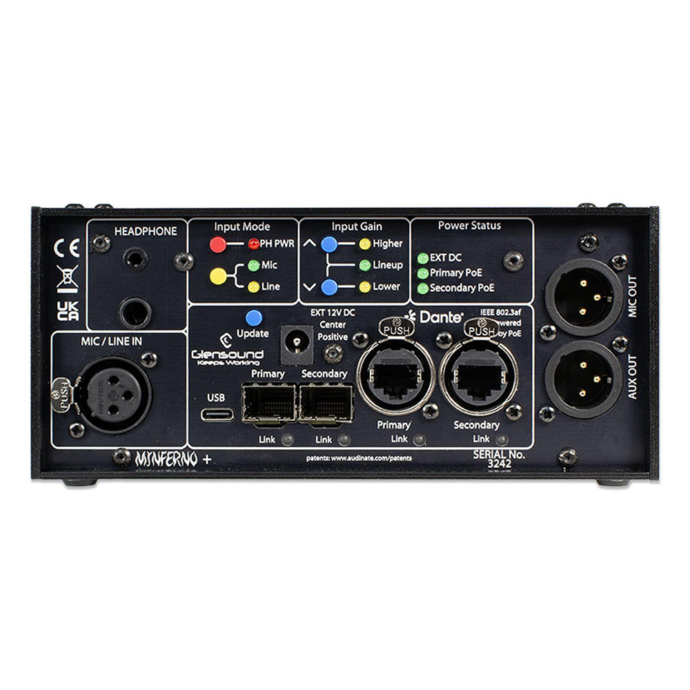 Glensound MinFerno/3 Plus - Single-User Dante Commentary Unit with Analog Output