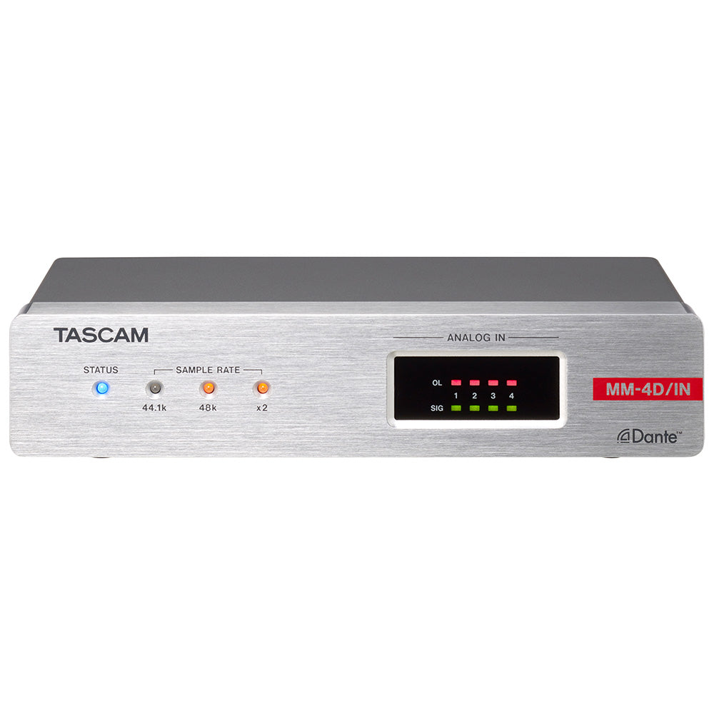 Tascam MM-4D/IN-X 4-Channel Mic / Line Input Dante Converter with Built-In DSP Mixer