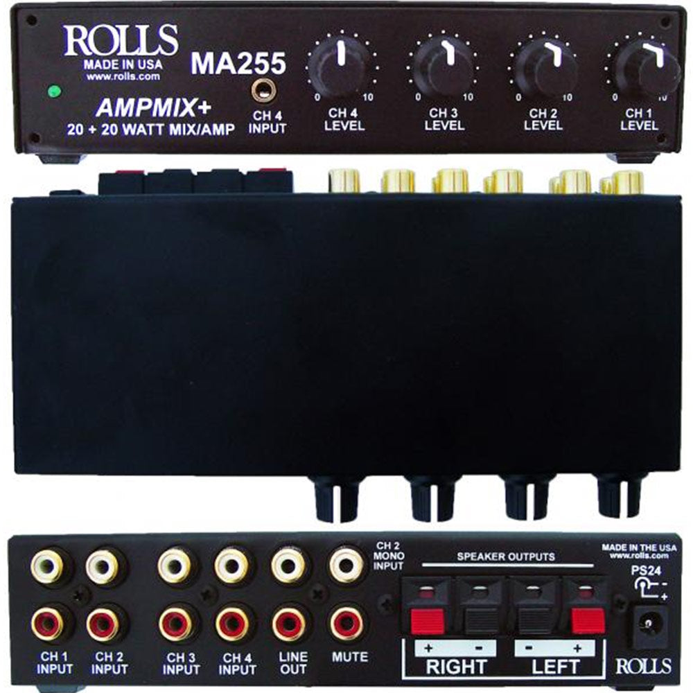 Rolls MA255 Compact Class D Stereo Mixer/Amplifer - 20 Watts/Ch