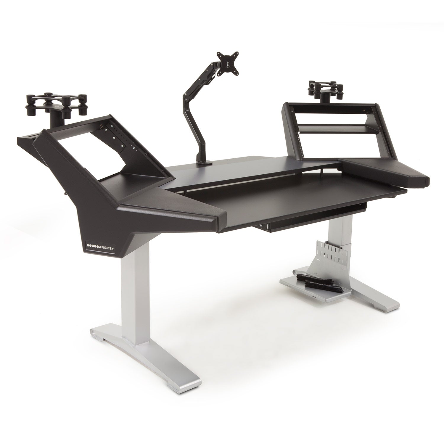Argosy HALO-K-XC-B-S Halo K Ultimate-Halo K,2 Shelves,Pr. 160 Spkr Platforms,Kybrd Try,D8 Monitor Arm, Cpu Shelf