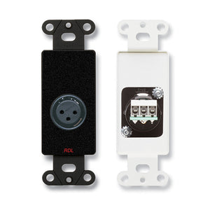 RDL DB-XLR3F - XLR 3-Pin Female Jack on Decora Wall Plate (Black) - Custom Engraving Option