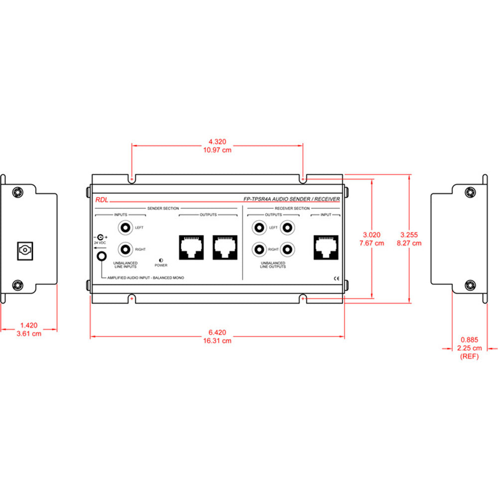RDL FP-TPSR4A Format-A Two-Pair Audio Sender/Receiver - RCA/Mini In - RCA Out