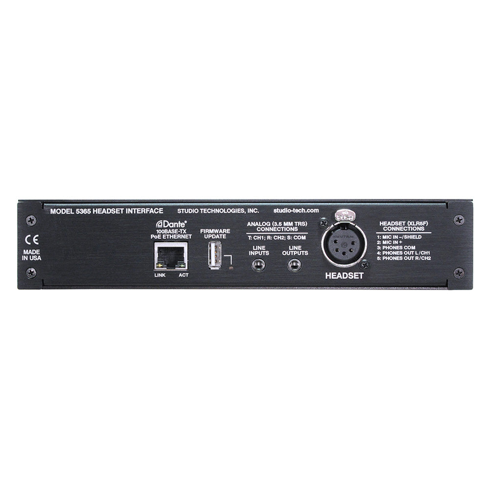 Studio Technologies Model 5365 - Dante to IFB / Intercom Headset Interface