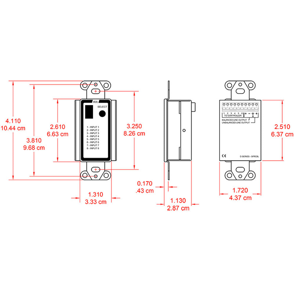 RDL D-SFRC8L Audio Source Selector for SourceFlex System (White)