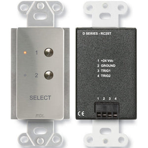 RDL DS-RC2ST 2-Channel Remote Source Selector for STICK-ON Series (Steel) - Custom Engraving Option