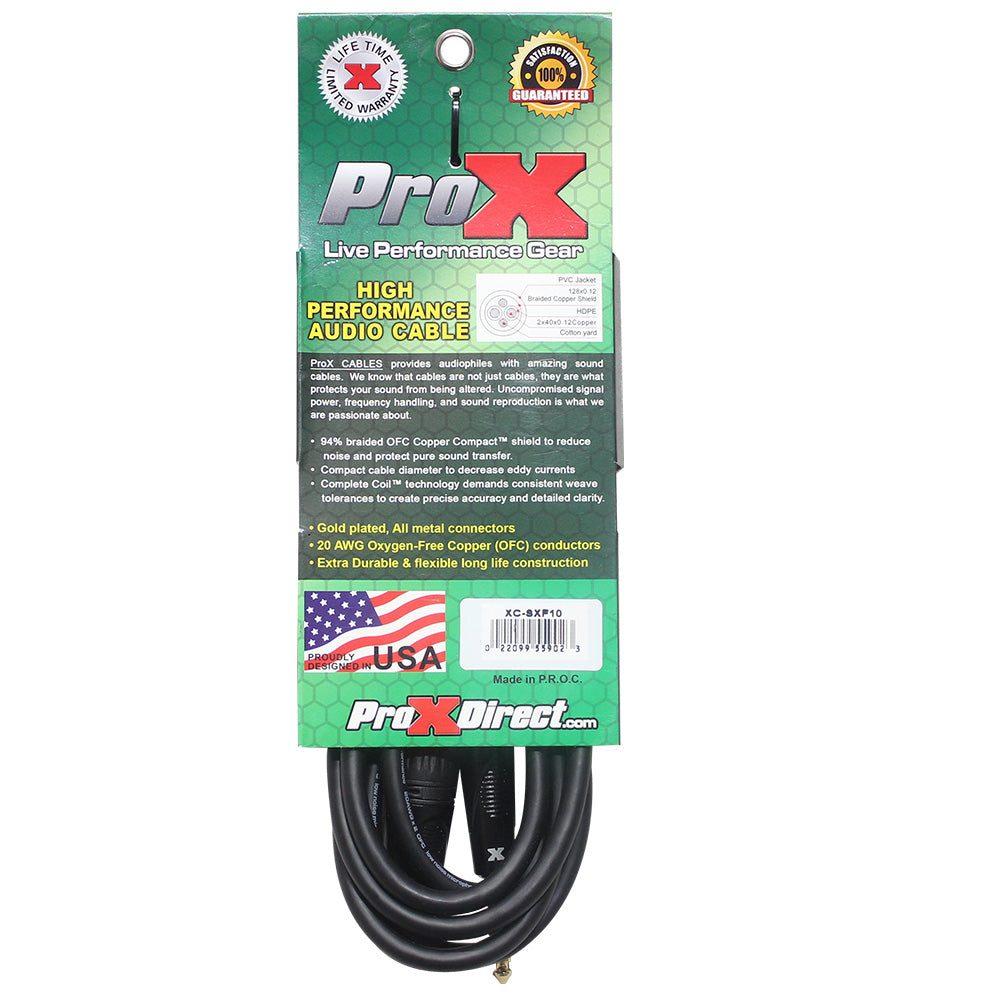 ProX XCSXF10 10FT. 1/4" TRS Balanced To XLR-F Cable