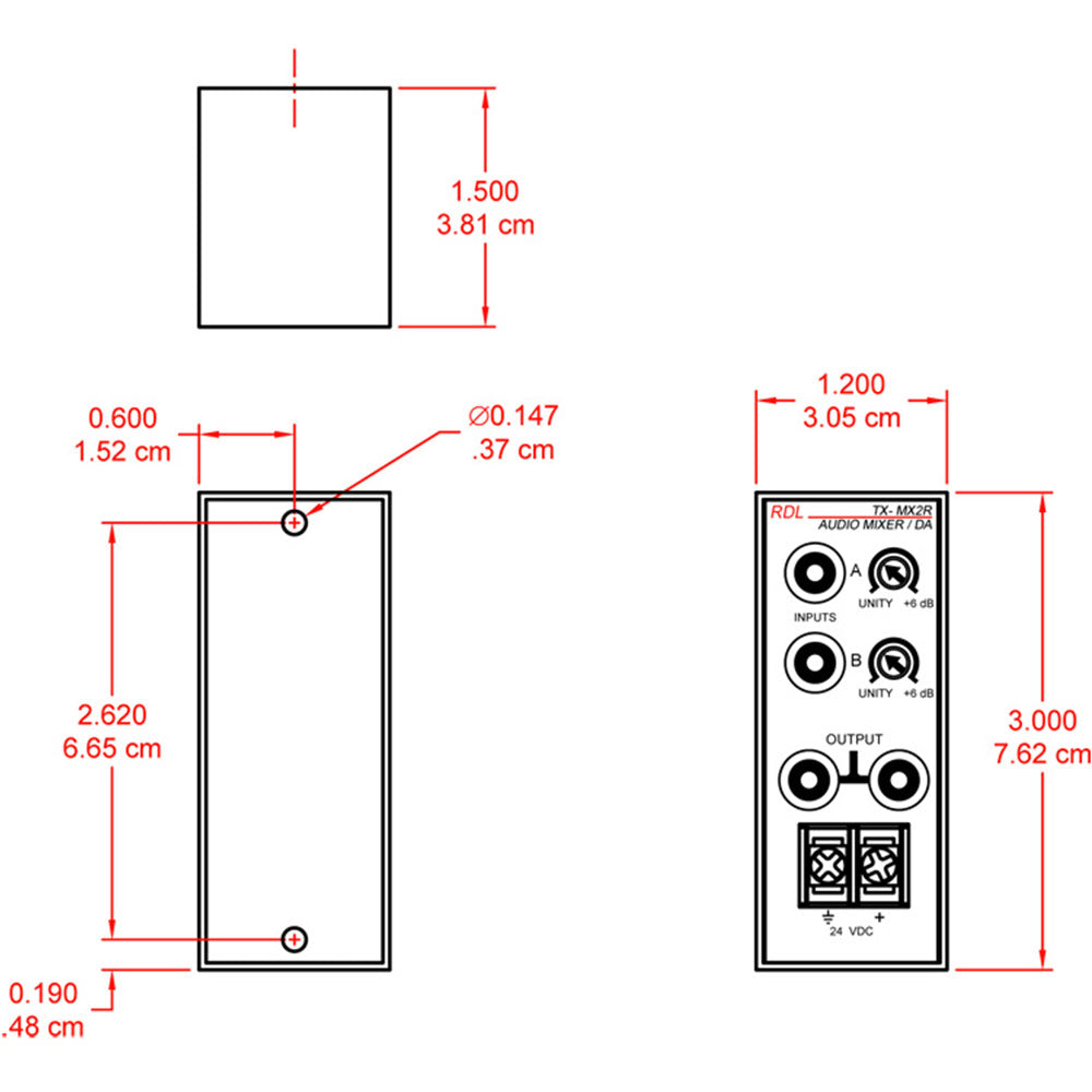 RDL TX-MX2R Installation Audio Mixer / Distribution Amplifier