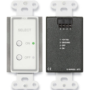 RDL D-RT2 Remote Control On/Off Selector in Decora Wall Plate (White) - Custom Engraving Option